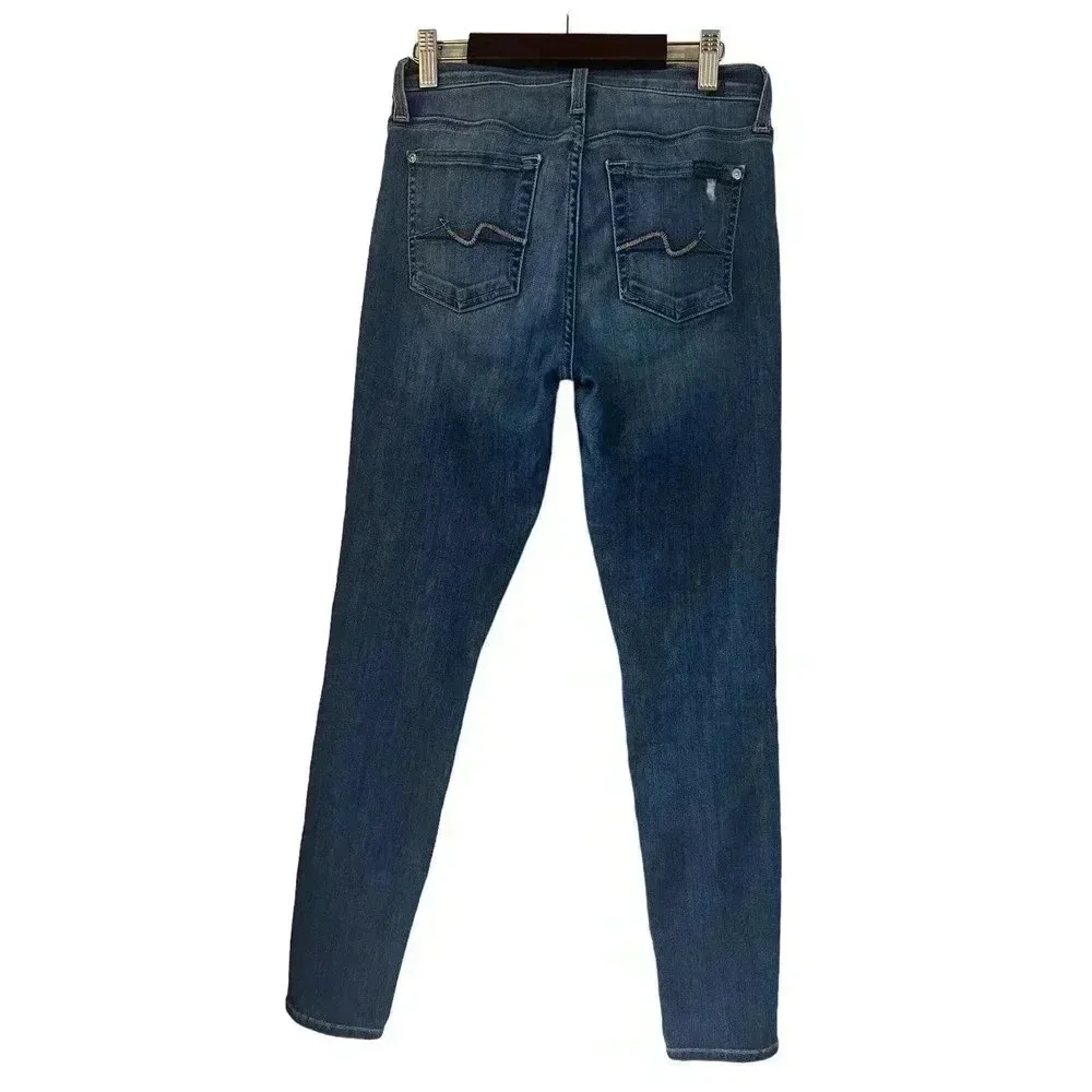 Seven For All Mankind Women’s Jeans Ankle Gwenevere Skinny Distressed Size 25 - Picture 3 of 4